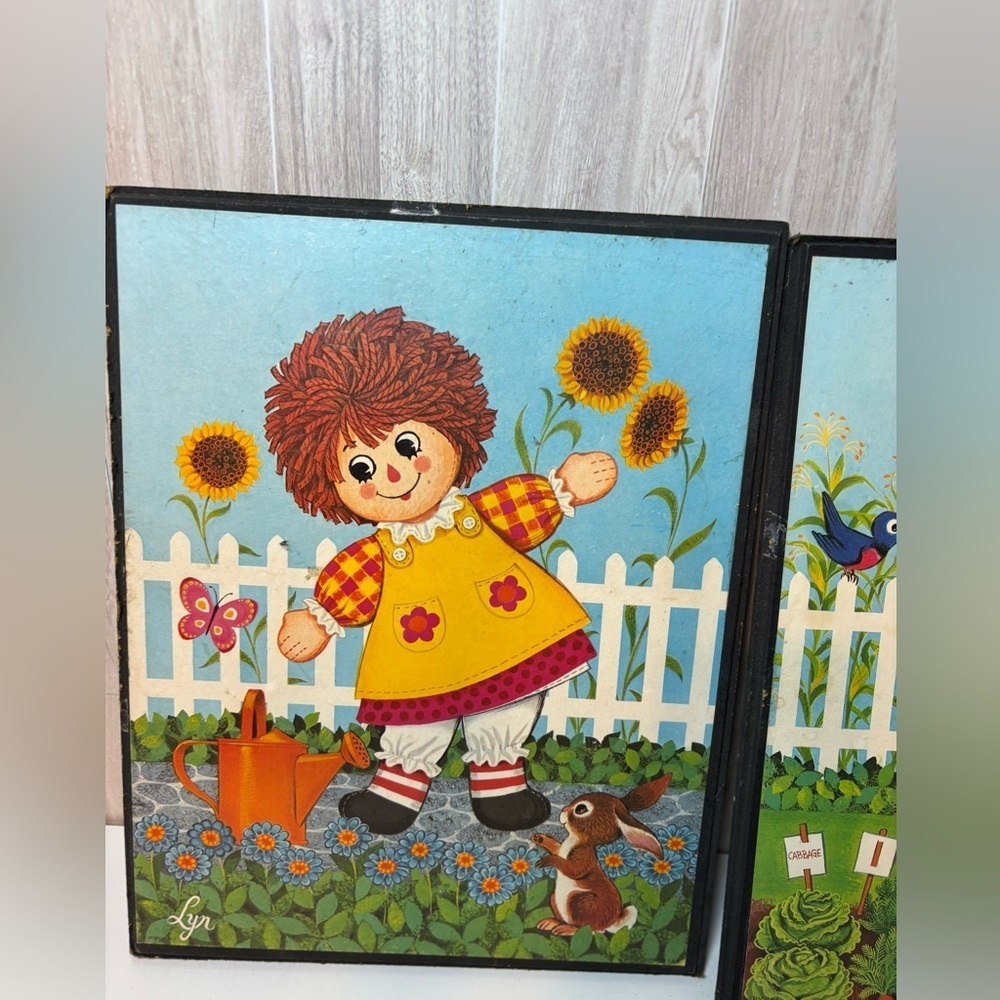 Vintage Wooden Colorful Raggedy Ann And Andy Doll Garden Art Prints - Picture 3 of 7